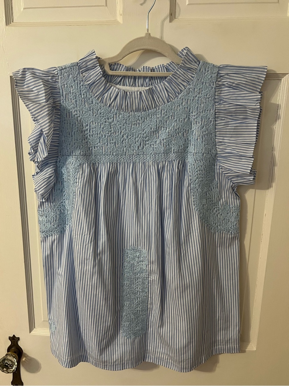 J Marie Charleston Ruffle Neck Top